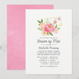 Spring Pink Floral Girl Bridal Shower by Mail Invitation