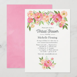 Spring Pink Floral Girl Virtual Baby Shower Invitation