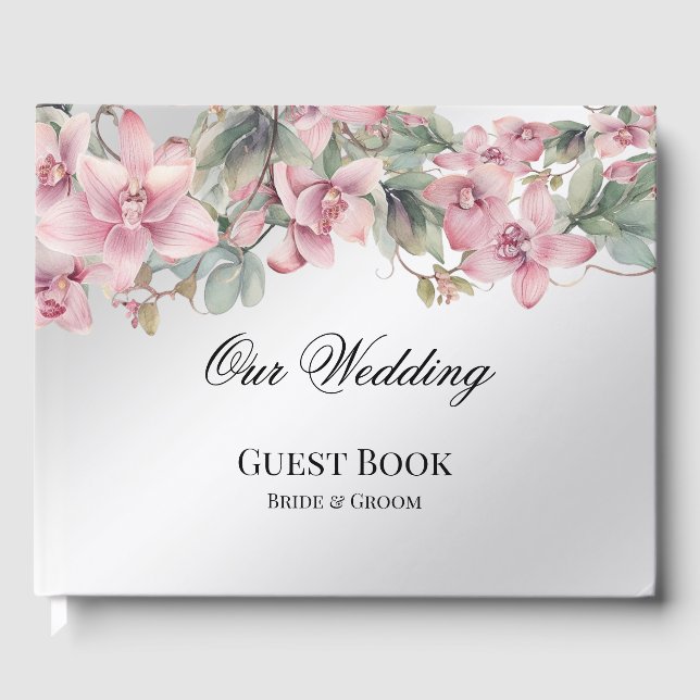 Spring Pink Floral Guest Book (Front)