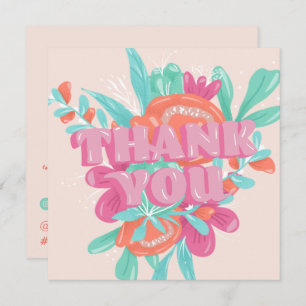 Spring pink floral retro script order thank you