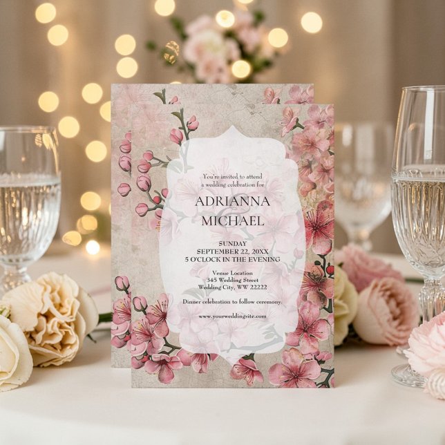 Spring Pink Floral Wedding Invitation (Creator Uploaded)