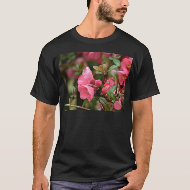 Spring Pink Flowering Quince T-Shirt (Front)