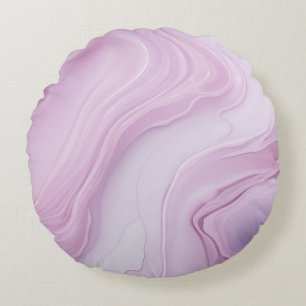 Spring Pink Light Pink Marble Swirl Round Cushion