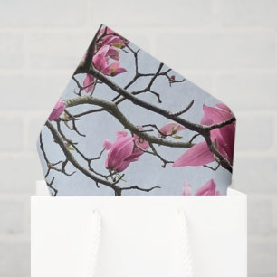 Spring Pink Magnolia Blossoms Peaceful Hanami Tissue Paper