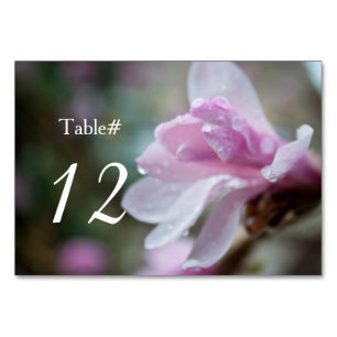 spring pink magnolia flower dinner table number