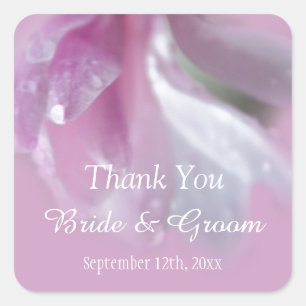 spring pink magnolia flowers wedding thank you square sticker
