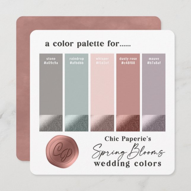 Spring Pink & Mauve Wedding Colour Palette Card (Front/Back)