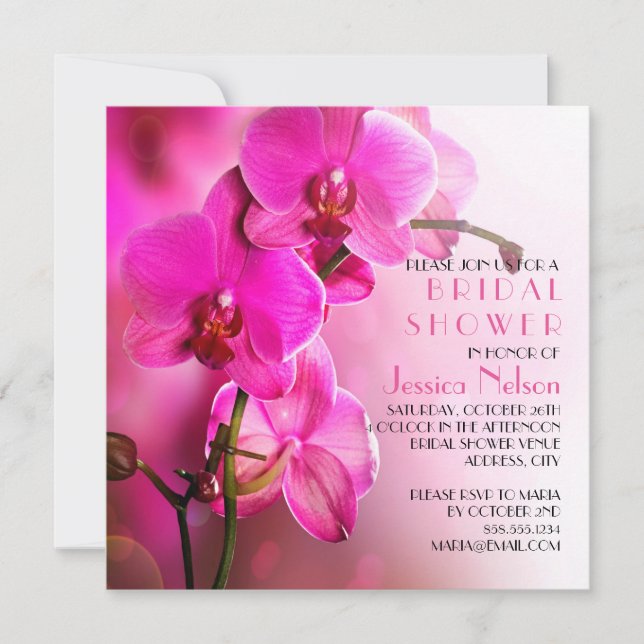 Spring Pink Orchid Bridal Shower Invitation (Front)