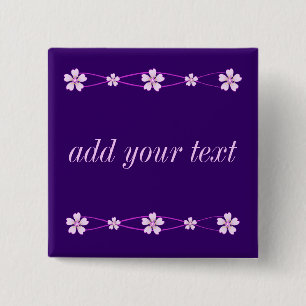Spring pink ornament with flowers 15 cm square badge