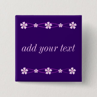Spring pink ornament with flowers 15 cm square badge