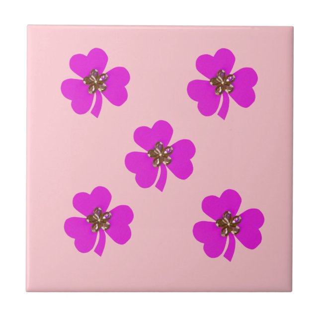 Spring pink, pink clovers for kitchen tile (Front)
