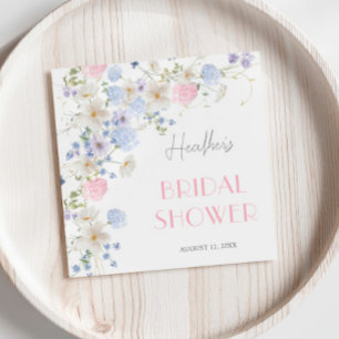 Spring Pink Purple Wildflowers Bridal Shower Napkin