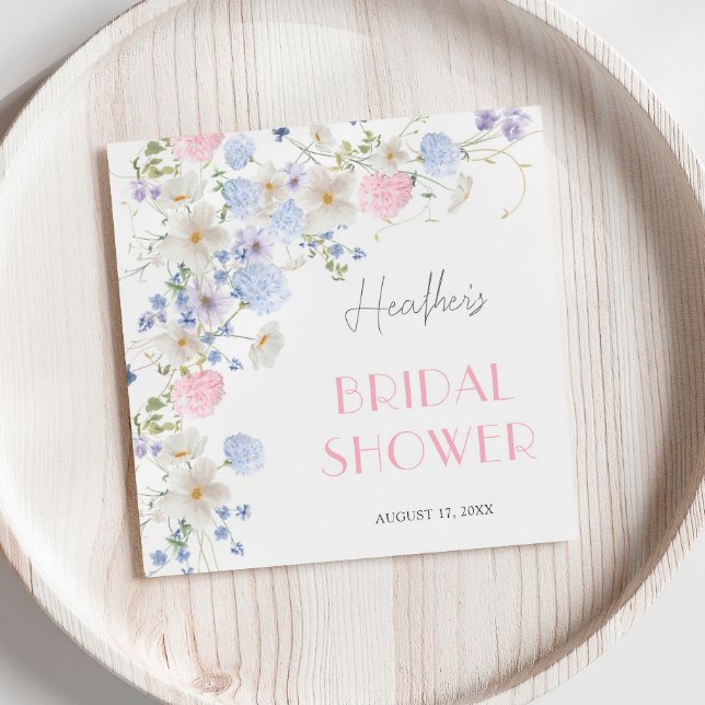 Spring Pink Purple Wildflowers Bridal Shower Napkin (Creator Uploaded)