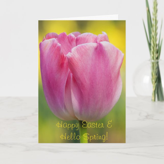 Spring Pink Tulip Greeting Card (Front)