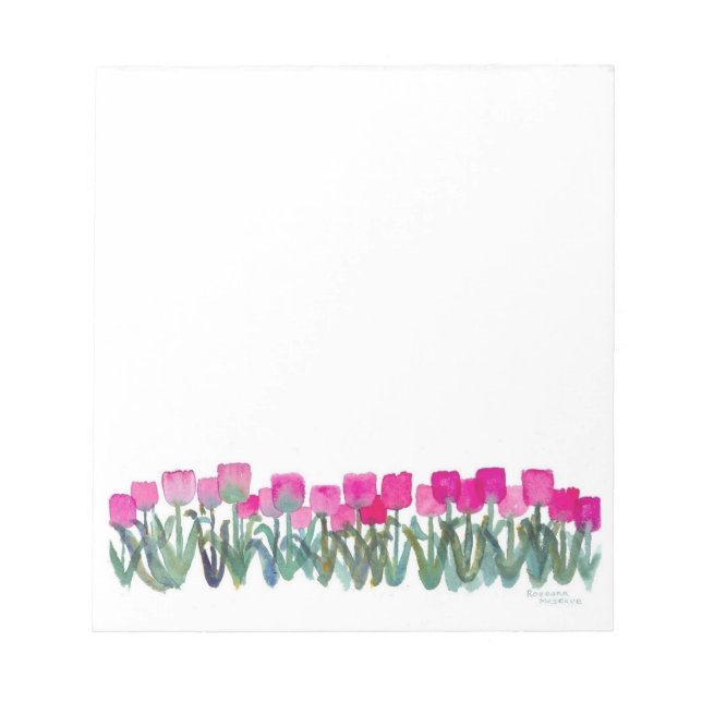 Spring Pink Tulips 5.5" x 6" Notepad - 40 pages (Front)