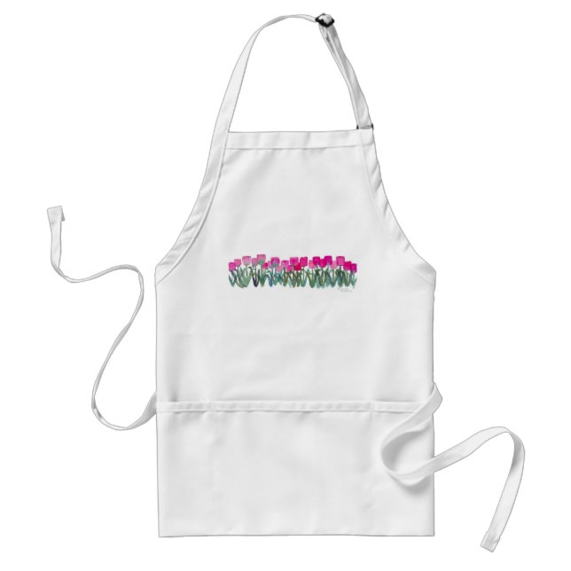SPRING PINK TULIPS APRON (Front)