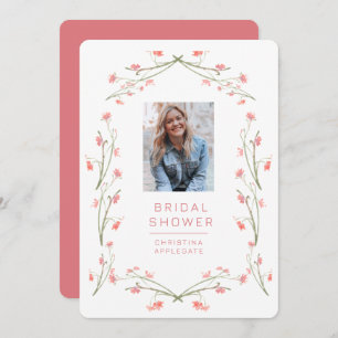 Spring Pink Wildflowers Photo Bridal Shower Invitation