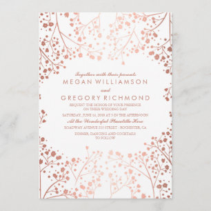 Spring Pinks Baby's Breath Floral Vintage Wedding Invitation