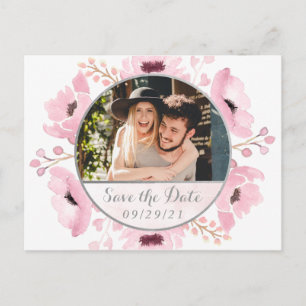 Spring Pinks Watercolor Floral Save The Date Announcement Postcard