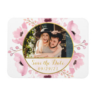 Spring Pinks Watercolor Floral Save The Date Magnet