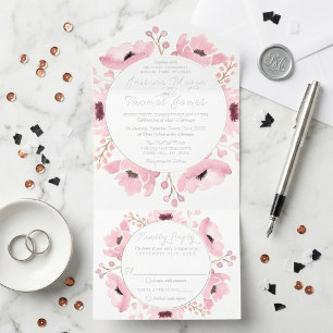 Spring Pinks Watercolor Floral Wedding Collection All In One Invitation