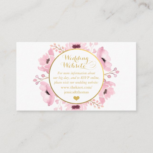 Spring Pinks Watercolor Floral Wedding Collection Enclosure Card (Front)