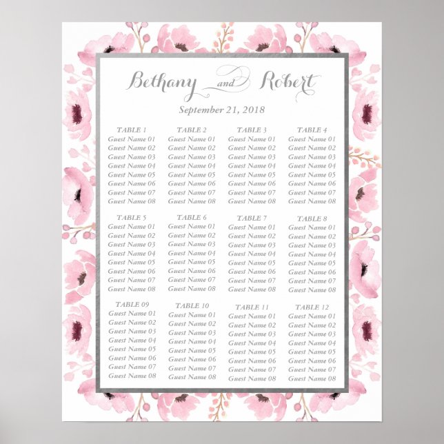 Spring Pinks Watercolor Floral Wedding Collection Poster (Front)