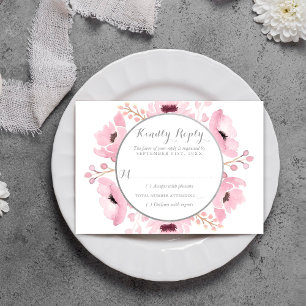 Spring Pinks Watercolor Floral Wedding Collection RSVP Card