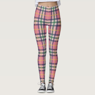Spring Plaid Pattern Leggings