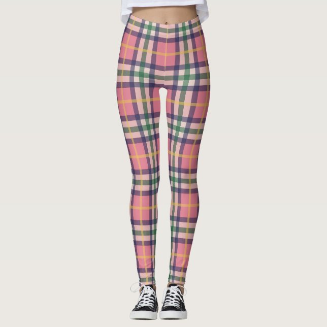 Spring Plaid Pattern Leggings (Front)