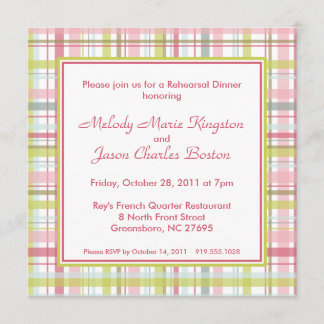 Spring Plaid Stripes Square Invitations