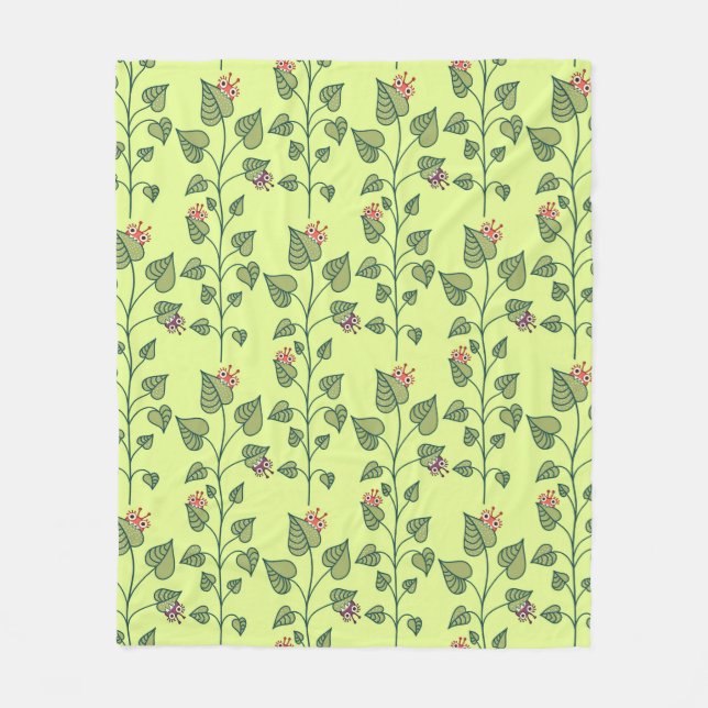Spring Plant Cute Green Nature Lover Fleece Blanket (Front)