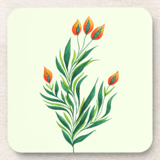 Spring Plant Drawing Abstract Botanical Art Coaster