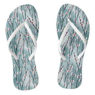 Spring Plum Blossom Floral Pattern Flip Flops
