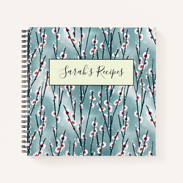 Spring Plum Blossom Floral Pattern Notebook (Front)
