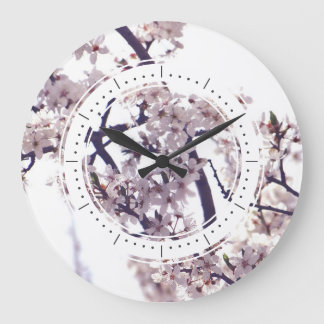 Spring Plum Blossom Tree Elegant Nature Photo Large Clock