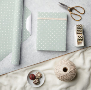 Spring Polka Dots Classic Muted Sage Wrapping Paper