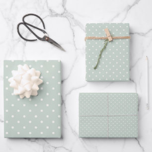 Spring Polka Dots Classic Muted Sage Wrapping Paper Sheet