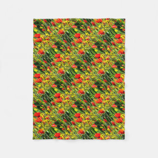 Spring Poppies And Meadow Flower Painting Fleece Blanket