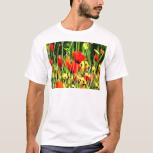 Spring Poppies And Meadow Flower Painting T-Shirt