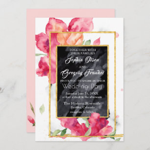 Spring Poppies Blackboard Wedding Invitation