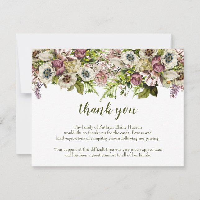 Spring Poppies Thank You For Your Sympathy Card (Front)