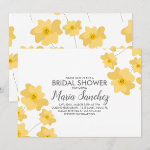 Spring Poppies Yellow Bright Floral Bridal Shower Invitation