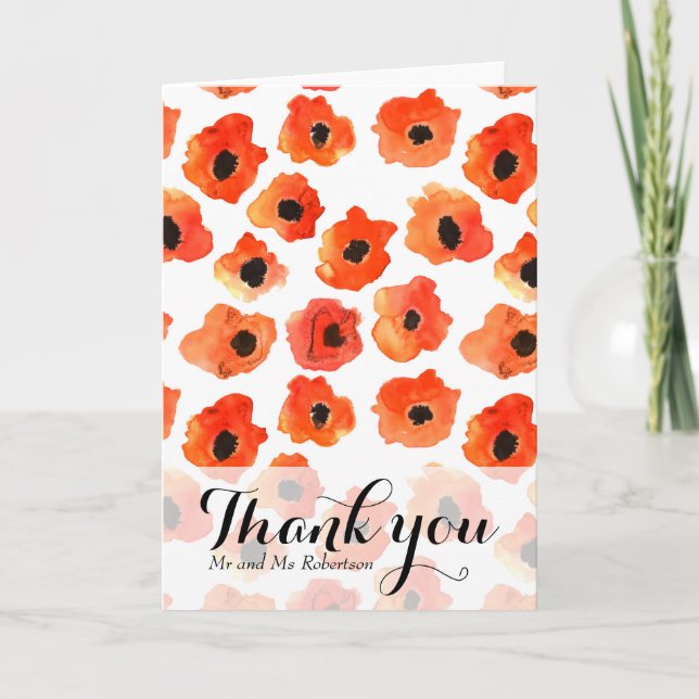 Spring poppy flowers Thank You Card (Front)