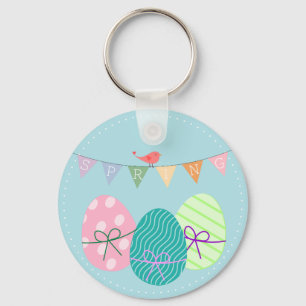 Spring powder blue Easter eggs Key Ring