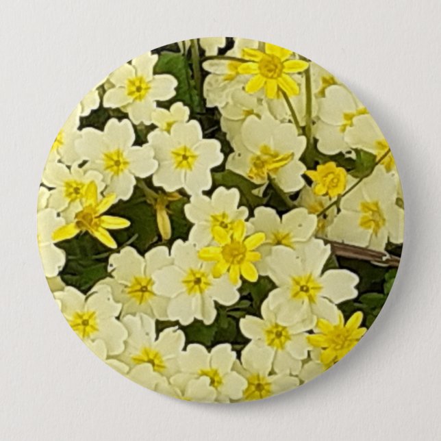 Spring Primroses 10 Cm Round Badge (Front)