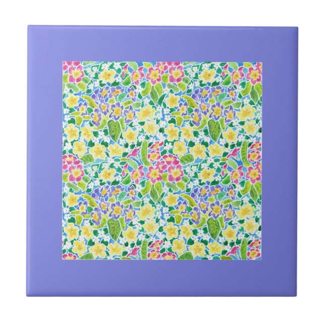 Spring Primroses Mini-print Pattern Tile (Front)