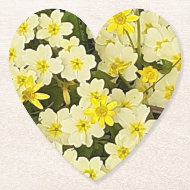 Spring Primroses Paper Coaster (Front)
