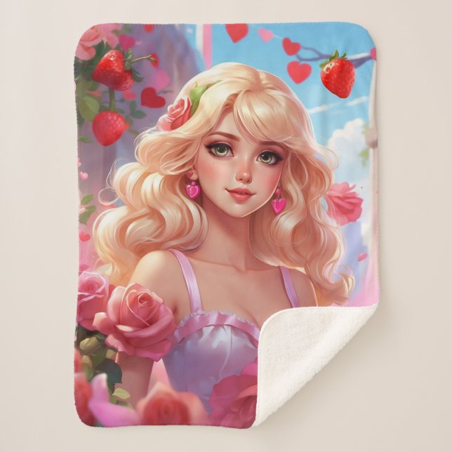 Spring princess  sherpa blanket (Front)