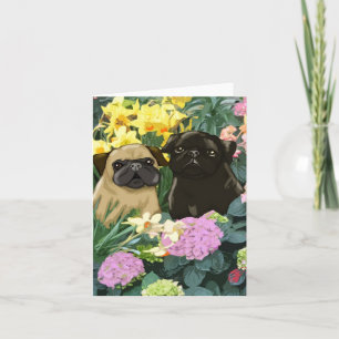 Spring Pugs Greeting Cards
